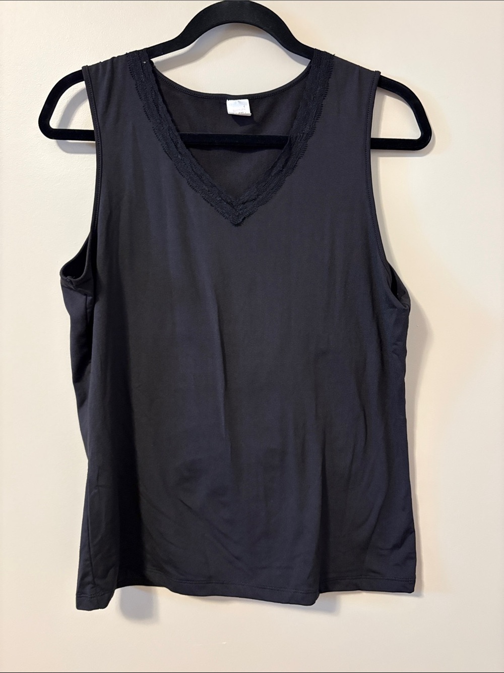Lace-Trim V-Neck Camisole- Black